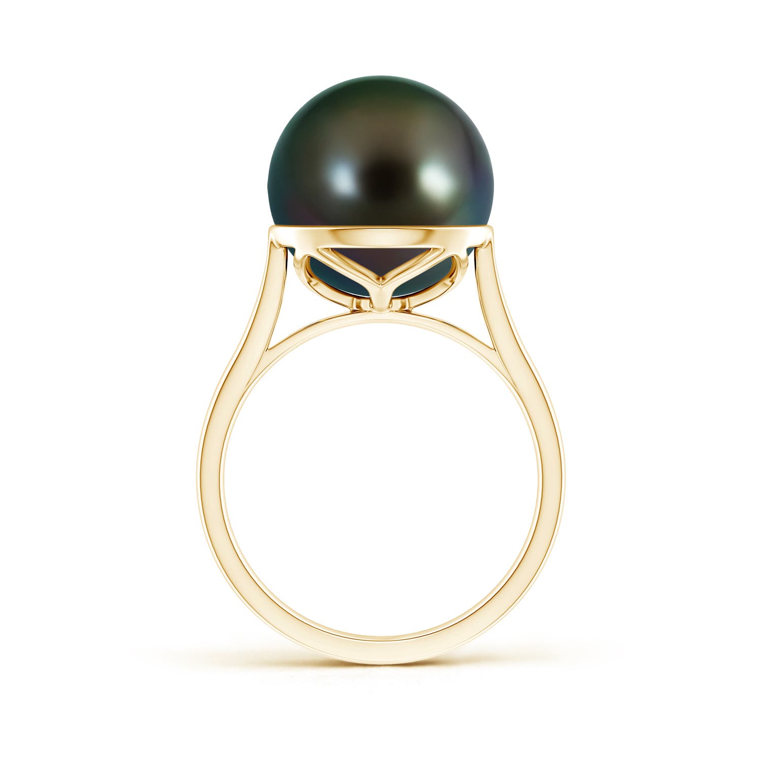 12mm AAAA Classic Tahitian Pearl Ring in Yellow Gold - side 1