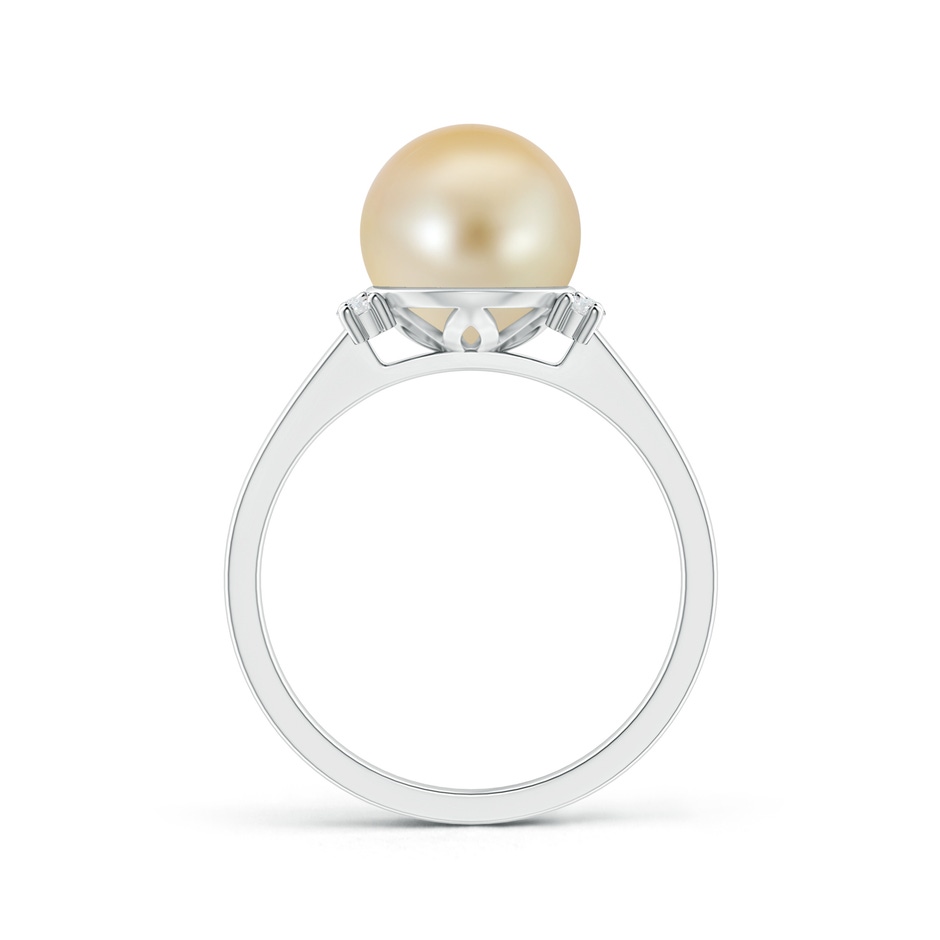 9mm AAA Golden South Sea Cultured Pearl and Diamond Collar Ring in White Gold product image