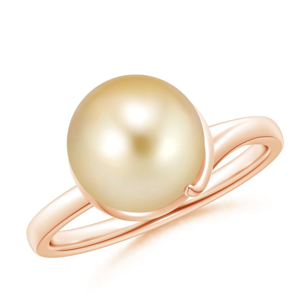10mm AAAA Golden South Sea Pearl Ring with Spiral Metal Loop in Rose Gold