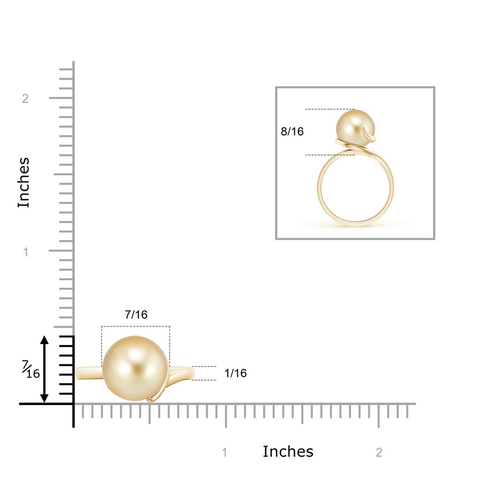 10mm AAAA Golden South Sea Pearl Ring with Spiral Metal Loop in Yellow Gold product image