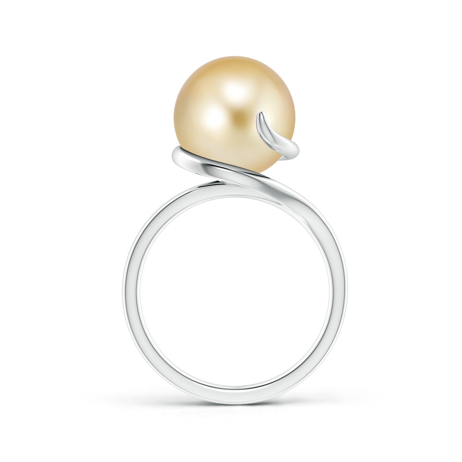 11mm AAAA Golden South Sea Pearl Ring with Spiral Metal Loop in White Gold product image