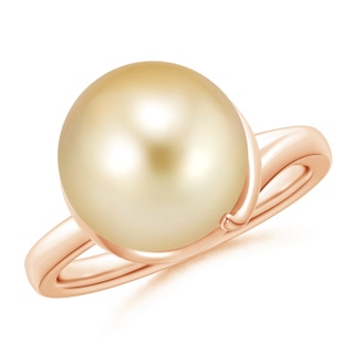 12mm AAAA Golden South Sea Pearl Ring with Spiral Metal Loop in Rose Gold