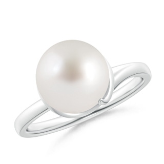 10mm AAA South Sea Cultured Pearl Ring with Spiral Metal Loop in White Gold