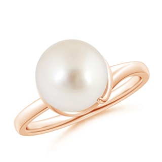 10mm AAAA South Sea Cultured Pearl Ring with Spiral Metal Loop in 9K Rose Gold