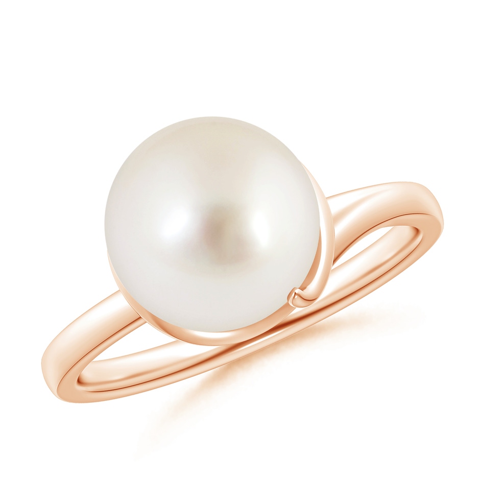 10mm AAAA South Sea Cultured Pearl Ring with Spiral Metal Loop in Rose Gold 