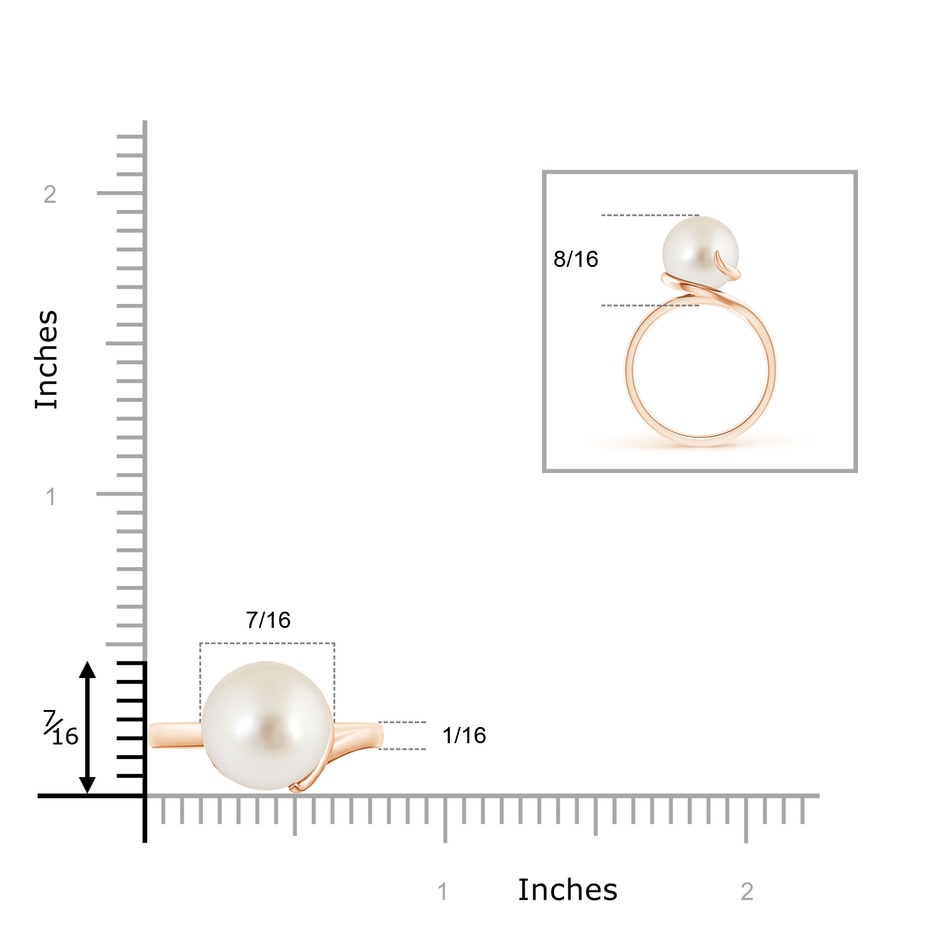 10mm AAAA South Sea Cultured Pearl Ring with Spiral Metal Loop in Rose Gold product image