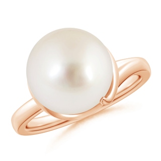 12mm AAAA South Sea Cultured Pearl Ring with Spiral Metal Loop in Rose Gold