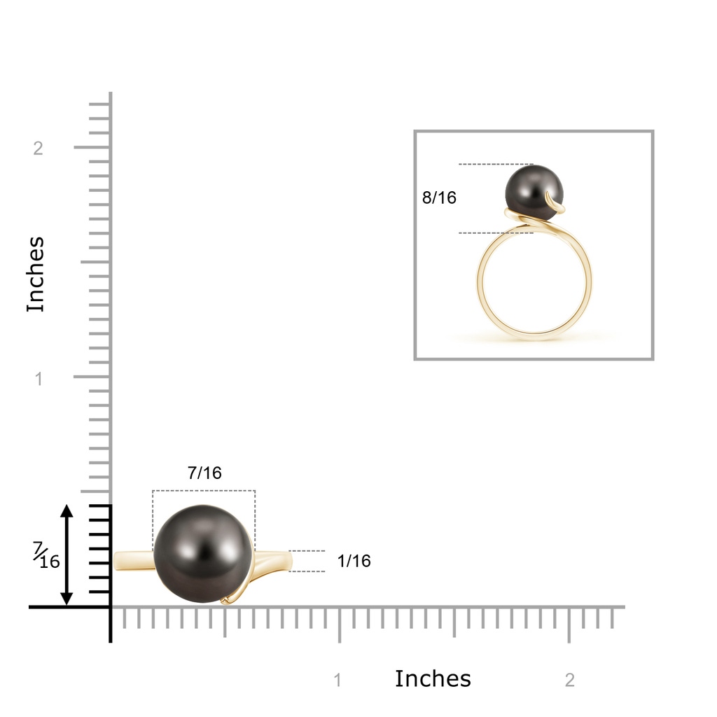 10mm AAA Tahitian Pearl Ring with Spiral Metal Loop in Yellow Gold Product Image