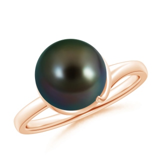 10mm AAAA Tahitian Pearl Ring with Spiral Metal Loop in Rose Gold