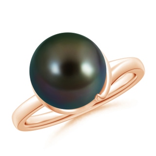 11mm AAAA Tahitian Pearl Ring with Spiral Metal Loop in Rose Gold