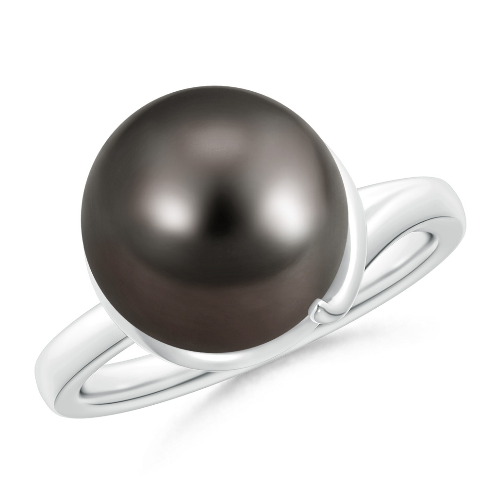 12mm AAA Tahitian Pearl Ring with Spiral Metal Loop in White Gold