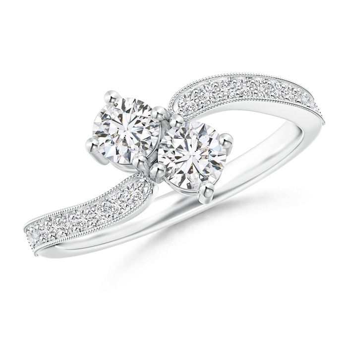 4.1mm HSI2 Vintage Inspired Two Stone Diamond Bypass Ring in White Gold 