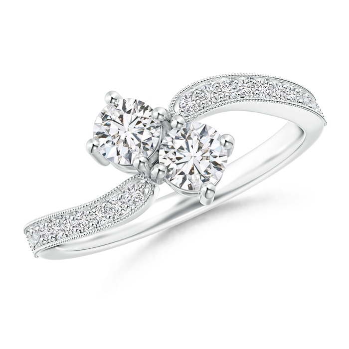 4.1mm HSI2 Vintage Inspired Two Stone Diamond Bypass Ring in White Gold