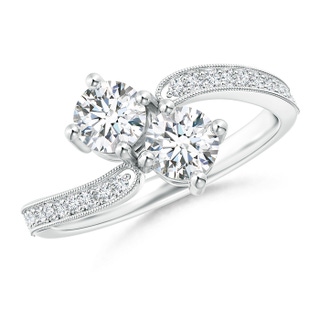 4.8mm GVS2 Vintage Inspired Two Stone Diamond Bypass Ring in P950 Platinum
