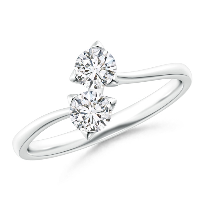 4.1mm HSI2 Twist 2 Stone Diamond Promise Ring in White Gold