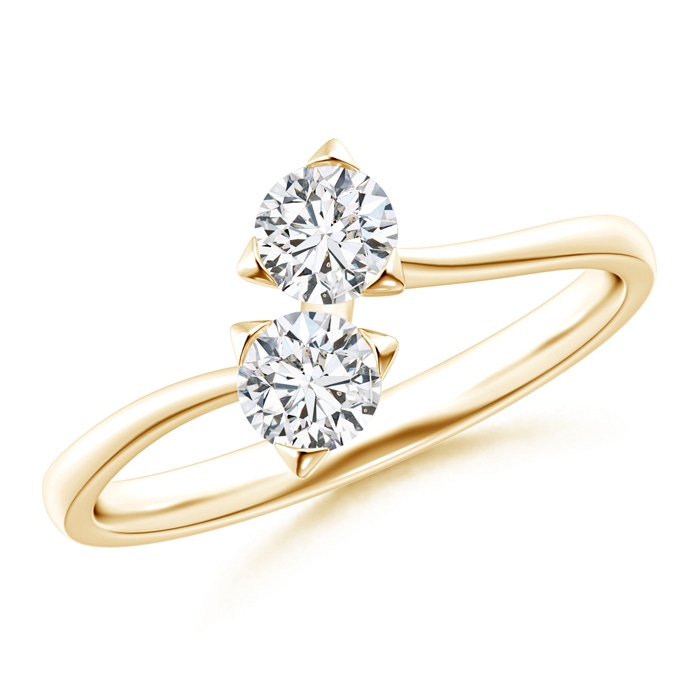 4.1mm HSI2 Twist 2 Stone Diamond Promise Ring in Yellow Gold 