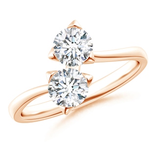 5.1mm GVS2 Twist 2 Stone Diamond Promise Ring in Rose Gold