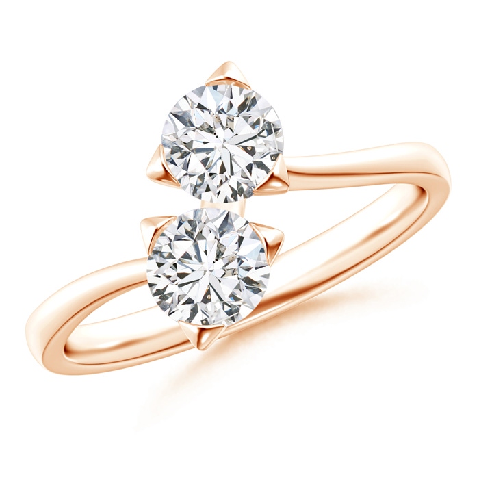 5.1mm HSI2 Twist 2 Stone Diamond Promise Ring in Rose Gold 