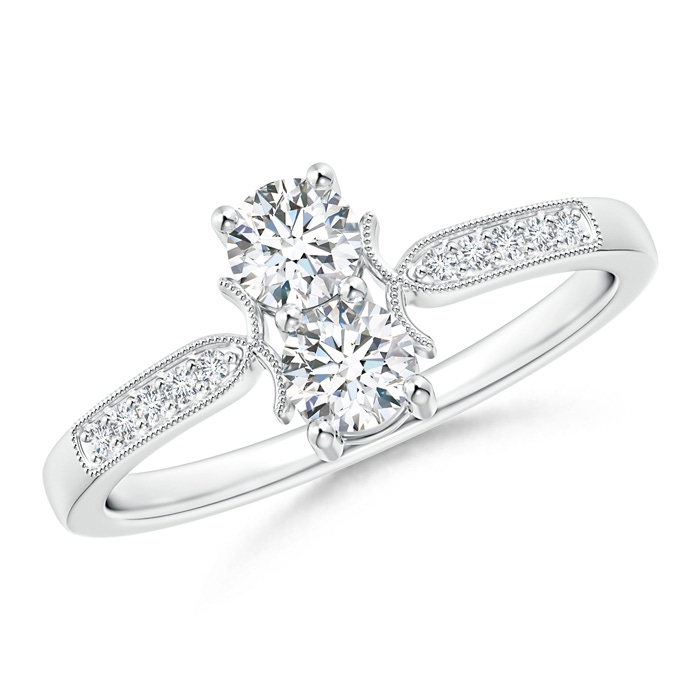 3.9mm GVS2 Two Stone Diamond Ring with Milgrain Detailing in White Gold