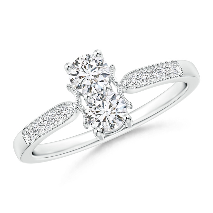3.9mm HSI2 Two Stone Diamond Ring with Milgrain Detailing in White Gold