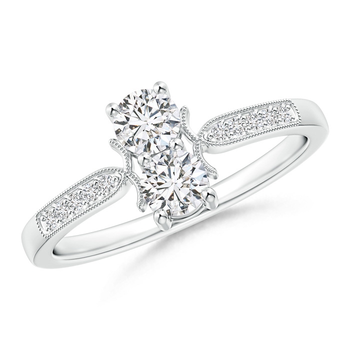 3.9mm HSI2 Two Stone Diamond Ring with Milgrain Detailing in White Gold 