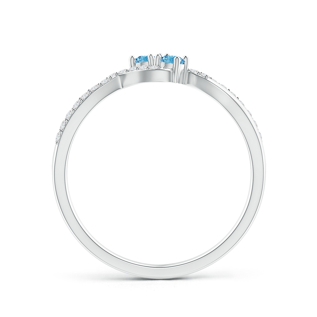 2.5mm AAAA Two Stone Fancy Intense Blue Diamond Split Shank Bypass Ring in P950 Platinum - side 199