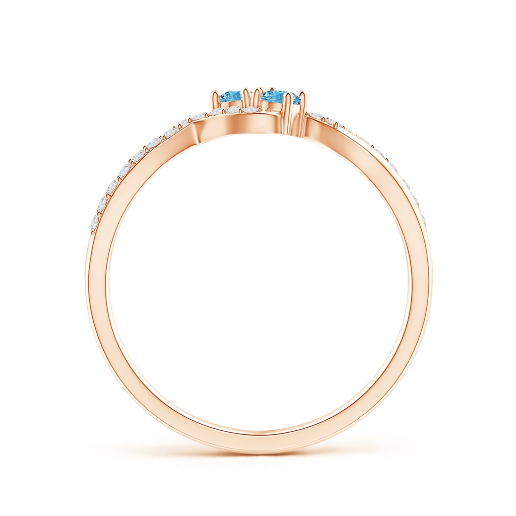 2.5mm AAAA Two Stone Fancy Intense Blue Diamond Split Shank Bypass Ring in Rose Gold - side 199