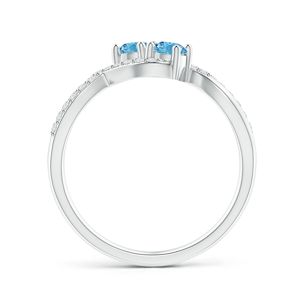 3.5mm AAAA Two Stone Fancy Intense Blue Diamond Split Shank Bypass Ring in White Gold - side 199