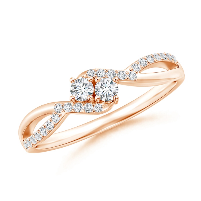 2.5mm GVS2 Two Stone Diamond Split Shank Bypass Ring in Rose Gold