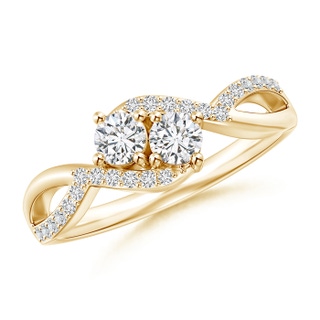 3.5mm HSI2 Two Stone Diamond Split Shank Bypass Ring in Yellow Gold