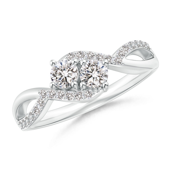 3.5mm IJI1I2 Two Stone Diamond Split Shank Bypass Ring in White Gold 