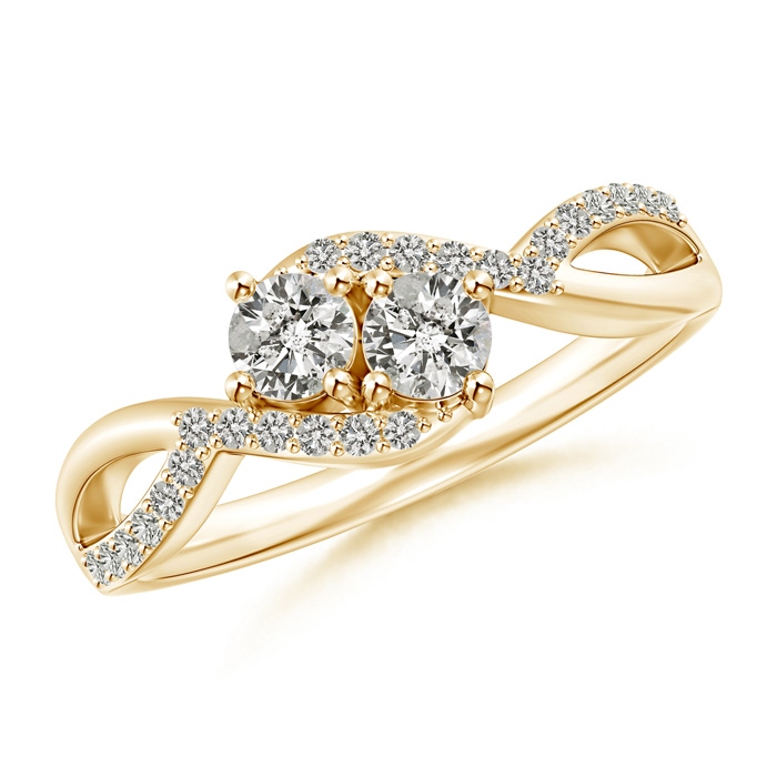 3.5mm KI3 Two Stone Diamond Split Shank Bypass Ring in Yellow Gold 