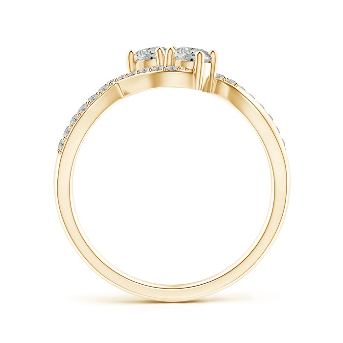 3.5mm KI3 Two Stone Diamond Split Shank Bypass Ring in Yellow Gold side-1