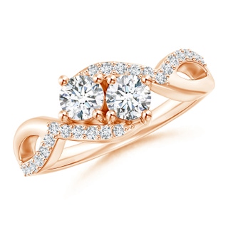 4.2mm GVS2 Two Stone Diamond Split Shank Bypass Ring in Rose Gold