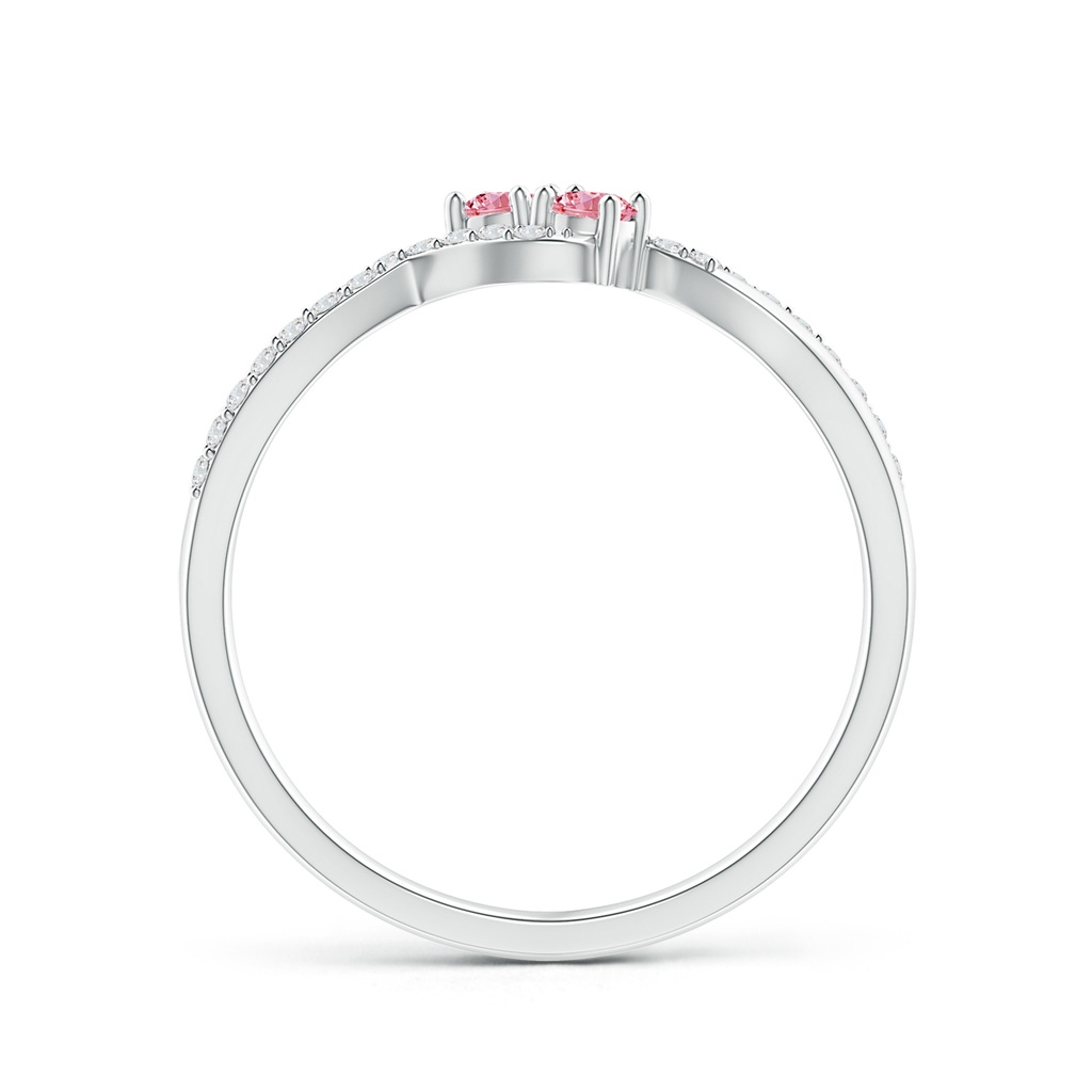 2.5mm AAAA Two Stone Fancy Intense Pink Diamond Split Shank Bypass Ring in P950 Platinum - side 199