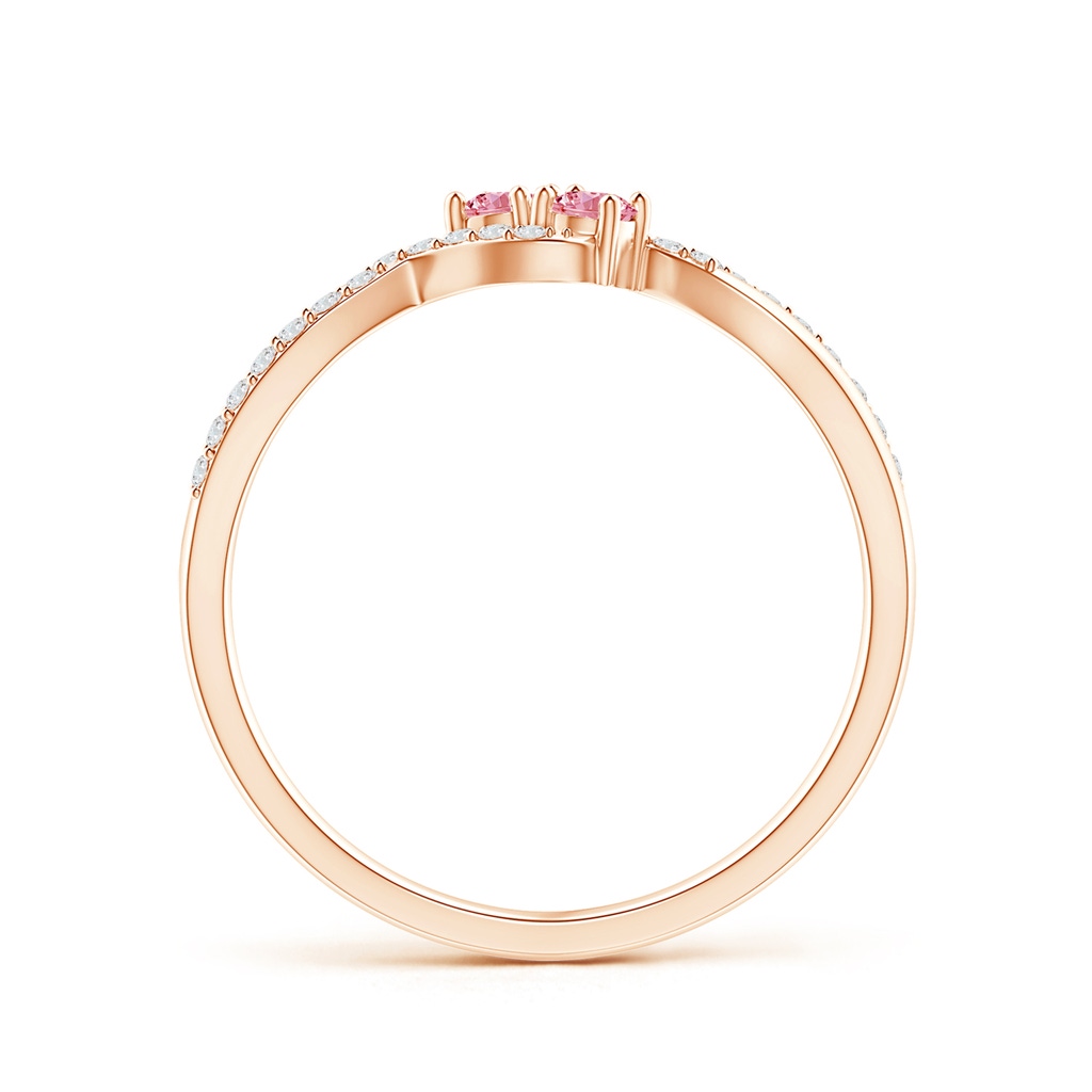 2.5mm AAAA Two Stone Fancy Intense Pink Diamond Split Shank Bypass Ring in Rose Gold - side 199