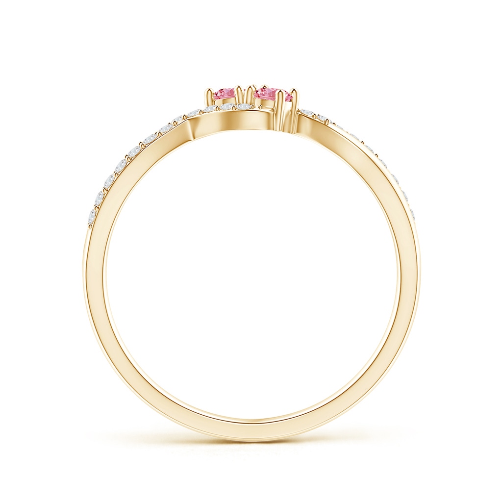 2.5mm AAAA Two Stone Fancy Intense Pink Diamond Split Shank Bypass Ring in Yellow Gold - side 199