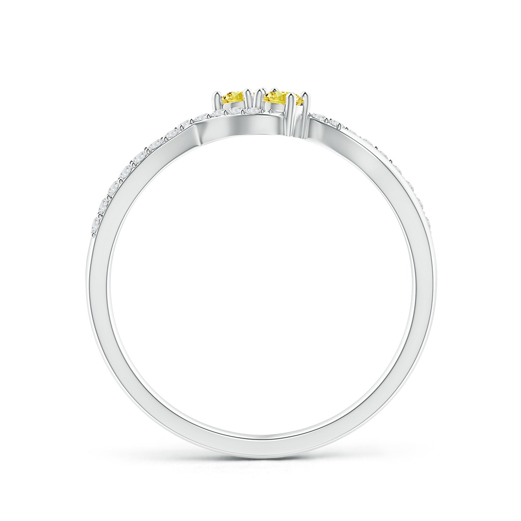 2.5mm AAAA Two Stone Fancy Intense Yellow Diamond Split Shank Bypass Ring in P950 Platinum - side 199