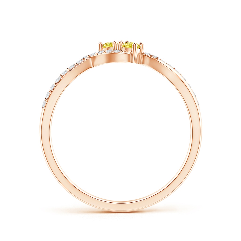 2.5mm AAAA Two Stone Fancy Intense Yellow Diamond Split Shank Bypass Ring in Rose Gold - side 199