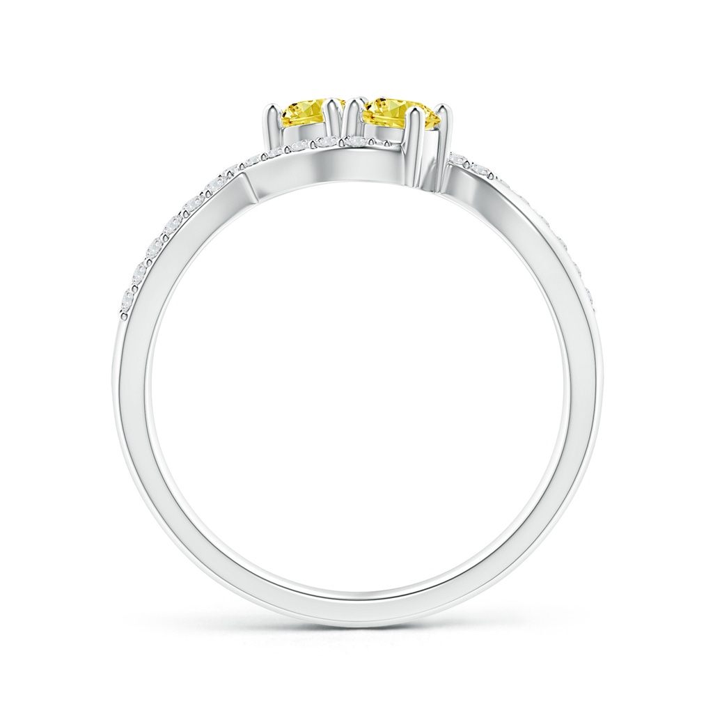 3.5mm AAAA Two Stone Fancy Intense Yellow Diamond Split Shank Bypass Ring in White Gold - side 199