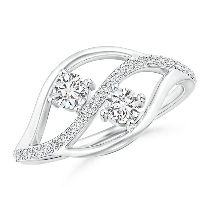 3.5mm HSI2 Triple Shank Two Stone Diamond Wrap Ring in White Gold