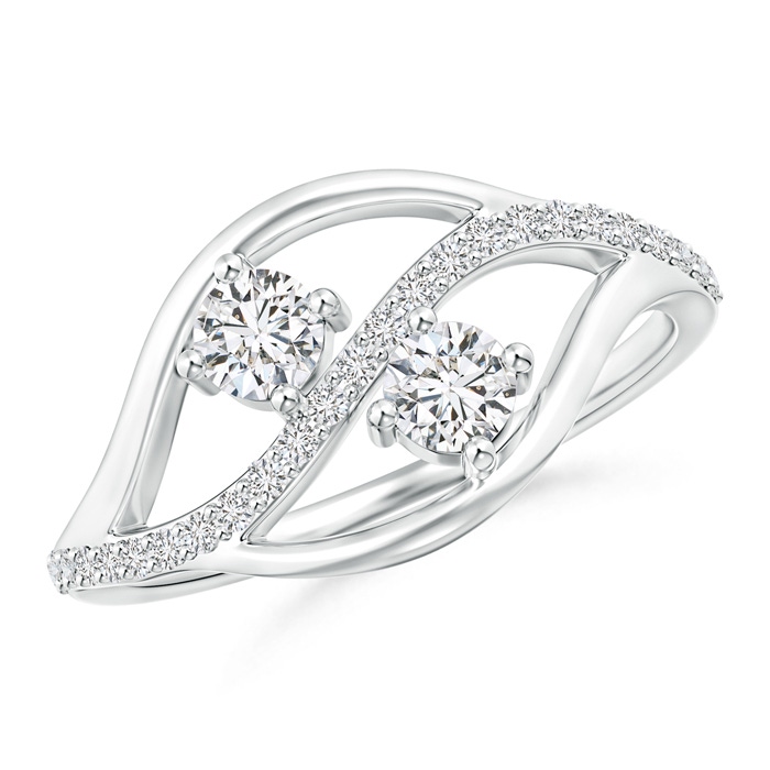 3.5mm HSI2 Triple Shank Two Stone Diamond Wrap Ring in White Gold 