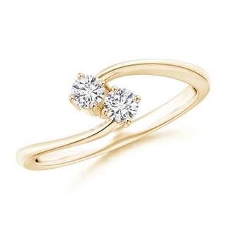 3.2mm HSI2 Prong-Set Two Stone Diamond Twist Ring in Yellow Gold