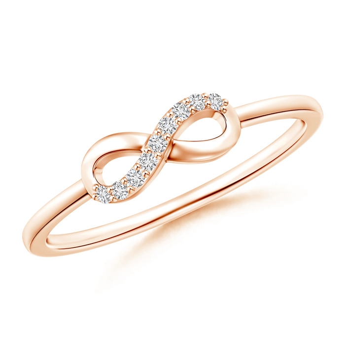 1.1mm HSI2 Sideways Twist Diamond Accent Infinity Ring in Rose Gold