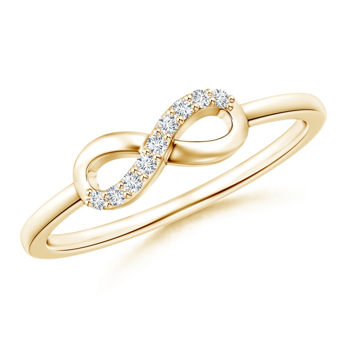 1.2mm GVS2 Sideways Twist Diamond Accent Infinity Ring in Yellow Gold 