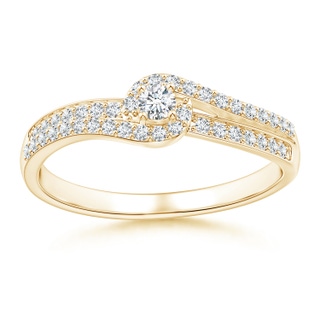 2.5mm GVS2 Round Diamond Swirl Halo Engagement Ring in Yellow Gold