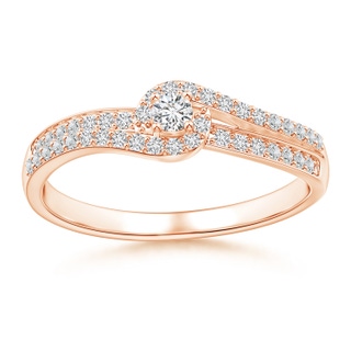 2.5mm HSI2 Round Diamond Swirl Halo Engagement Ring in Rose Gold