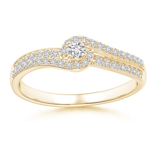 2.5mm HSI2 Round Diamond Swirl Halo Engagement Ring in Yellow Gold