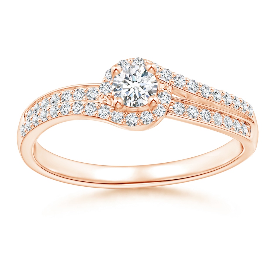 3.5mm GVS2 Round Diamond Swirl Halo Engagement Ring in Rose Gold 