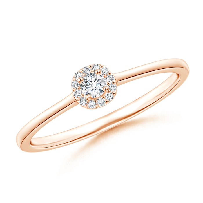 2.6mm GVS2 Classic Prong-Set Round Diamond Halo Ring in Rose Gold 